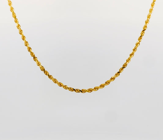 14K solid yellow gold diamond cut rope chain.