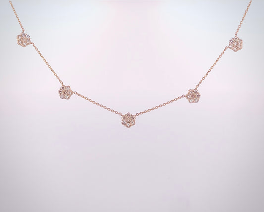 14k 1.80CT Yellow Gold Flower necklace.