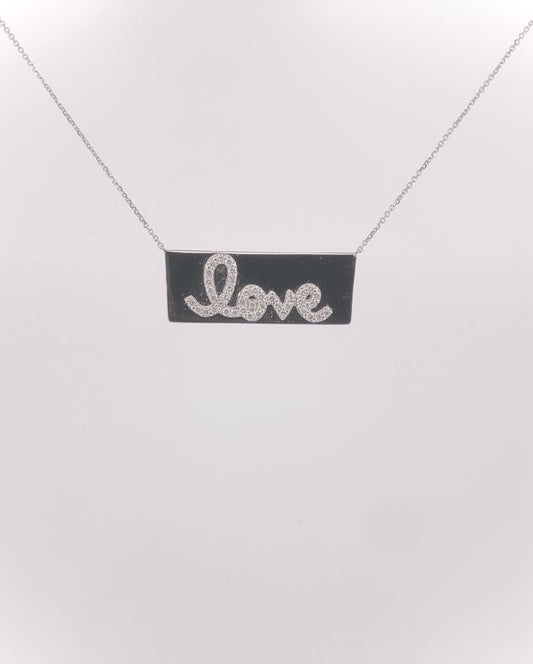 14K 0.41CT Diamond “LOVE” plate pendant