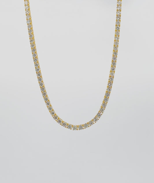 Lab grown diamond 14K yellow gold 11.01CT tennis necklace.